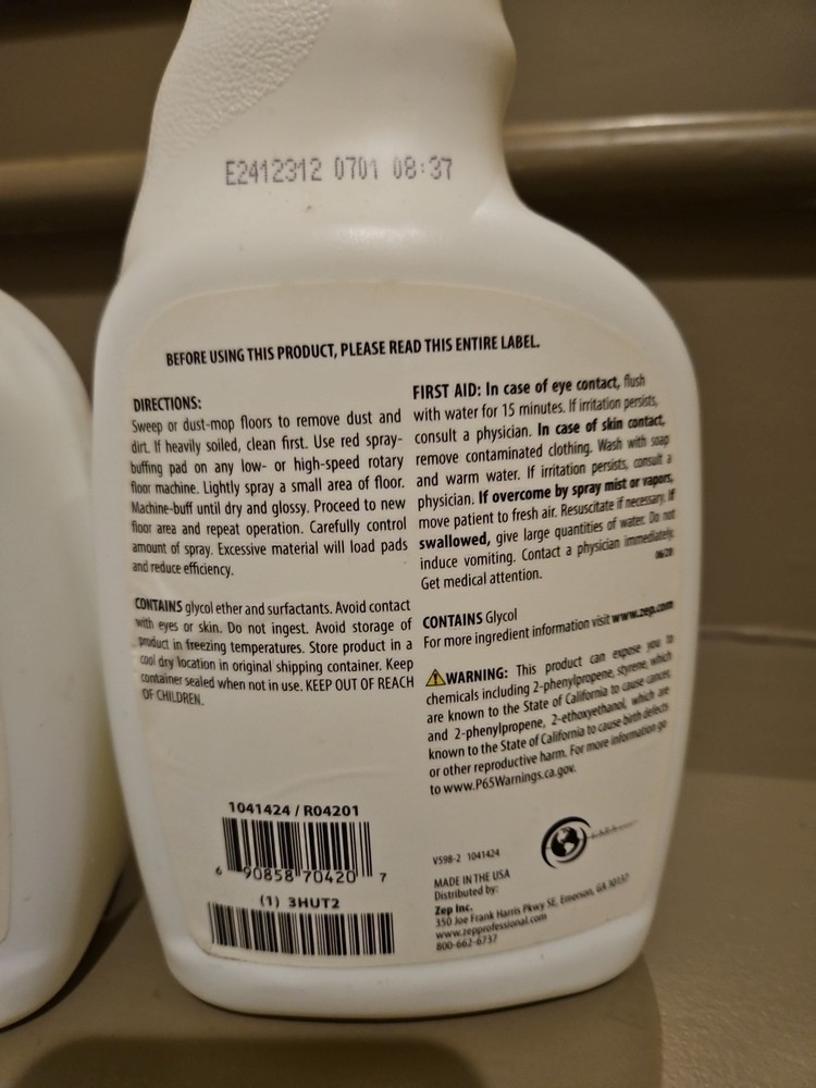 Zep Z-Tread Buff-Solution Spray 32 Oz Two Bottles