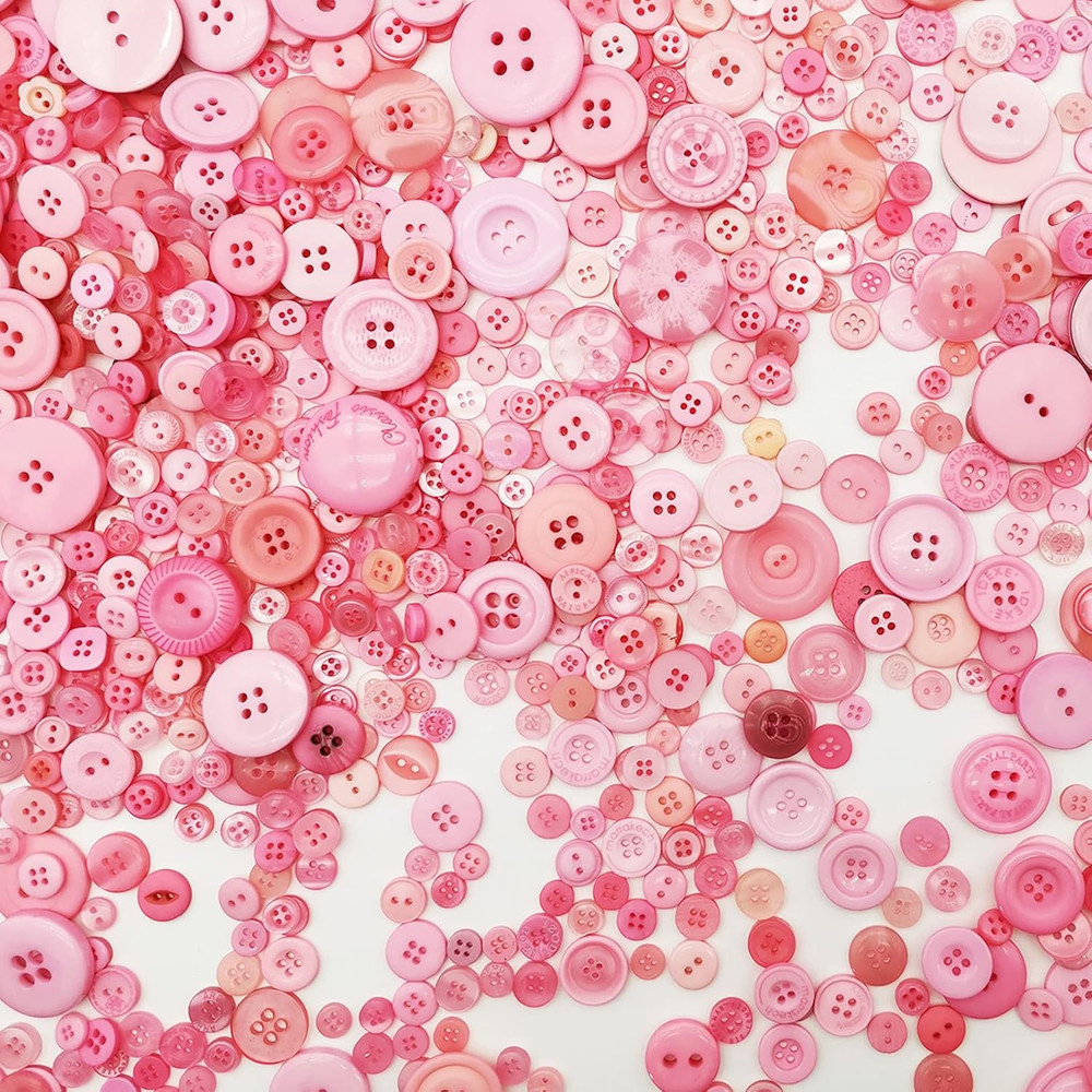 600-700Pcs Pink Buttons for Crafts Bulk Assorted Pink Craft Button for Crafting