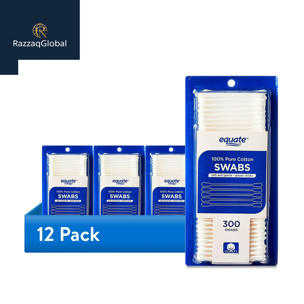 (12 pack) Equate Cotton Swabs, 300 Count