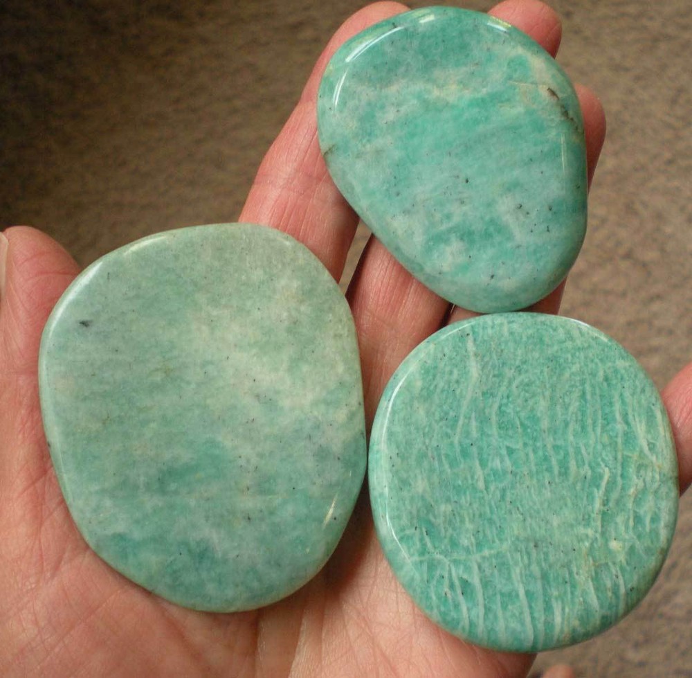 Amazonite  - 3 Flat Palmstones sc922a