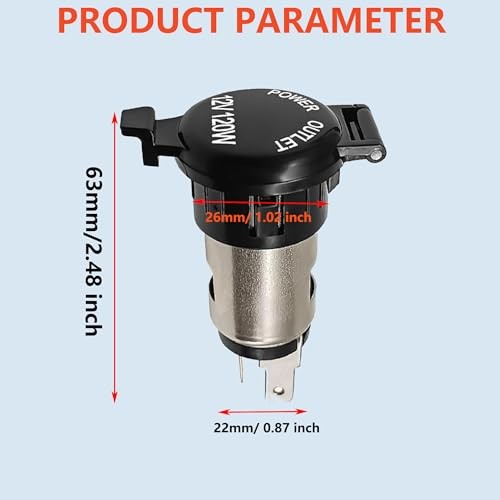 Cigarette Lighter Socket,12V DC Car Cigarette 2Pcs12V metal cigarette lighter