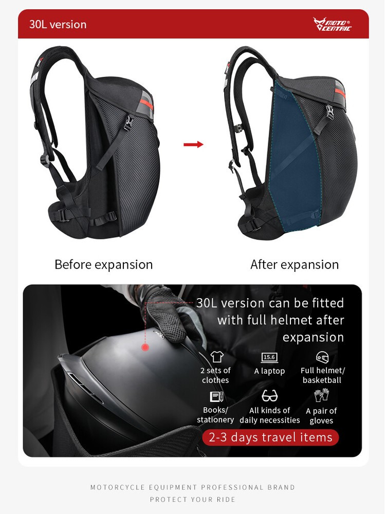 Flash Light Motorcycle Backpack Waterproof Helmet Luggage Backpack Accessories