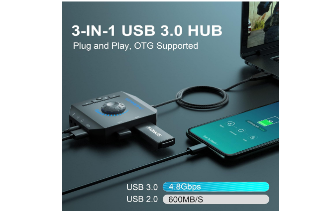 External Sound Card, PHOINIKAS USB Audio Adapter for PC Windows, Mac, Linux, Lap