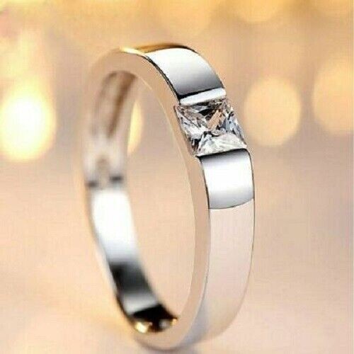 1CT Princess Cut Lab-Created Diamond Men's Engagement Ring 14K White God Plated