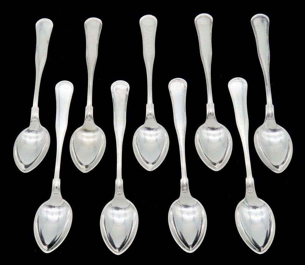 Handsome Silver Danish Demitasse Spoons 9 Set Old Danish 1943
