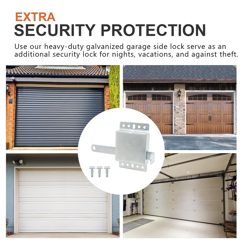 Garage Door Side Lock, Galvanized Steel Inside Deadlock for Vertical Track, H...