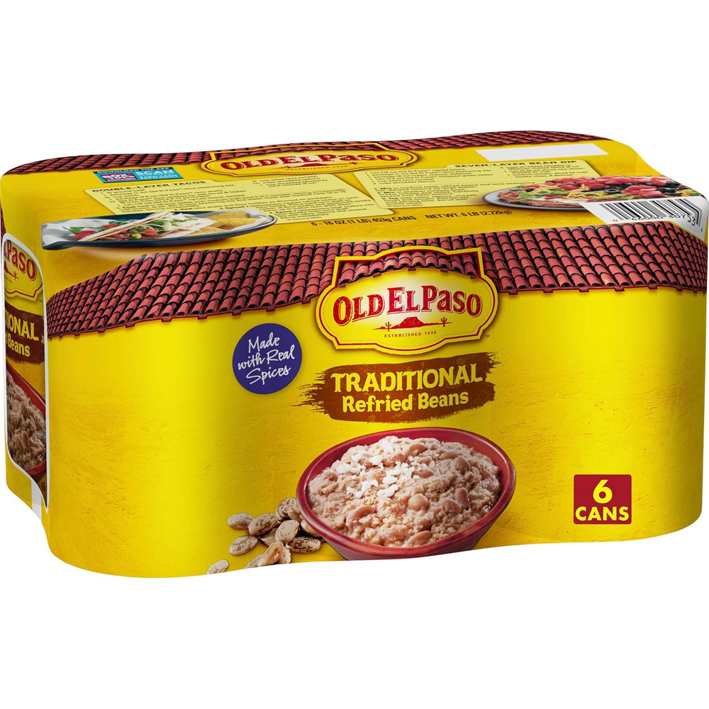 Traditional Refried Beans, 6 Cans, 96 Oz.