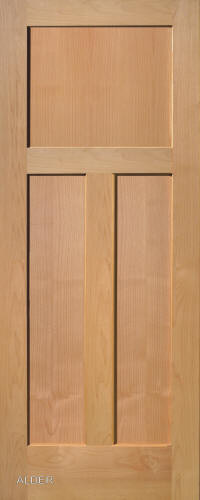 Clear Select Alder 3 Panel Flat Shaker StainGrade Solid Core Interior Wood Doors