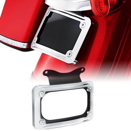Black Curved Laydown License Plate Mount Bracket for Harley 2010 Black+Chrome