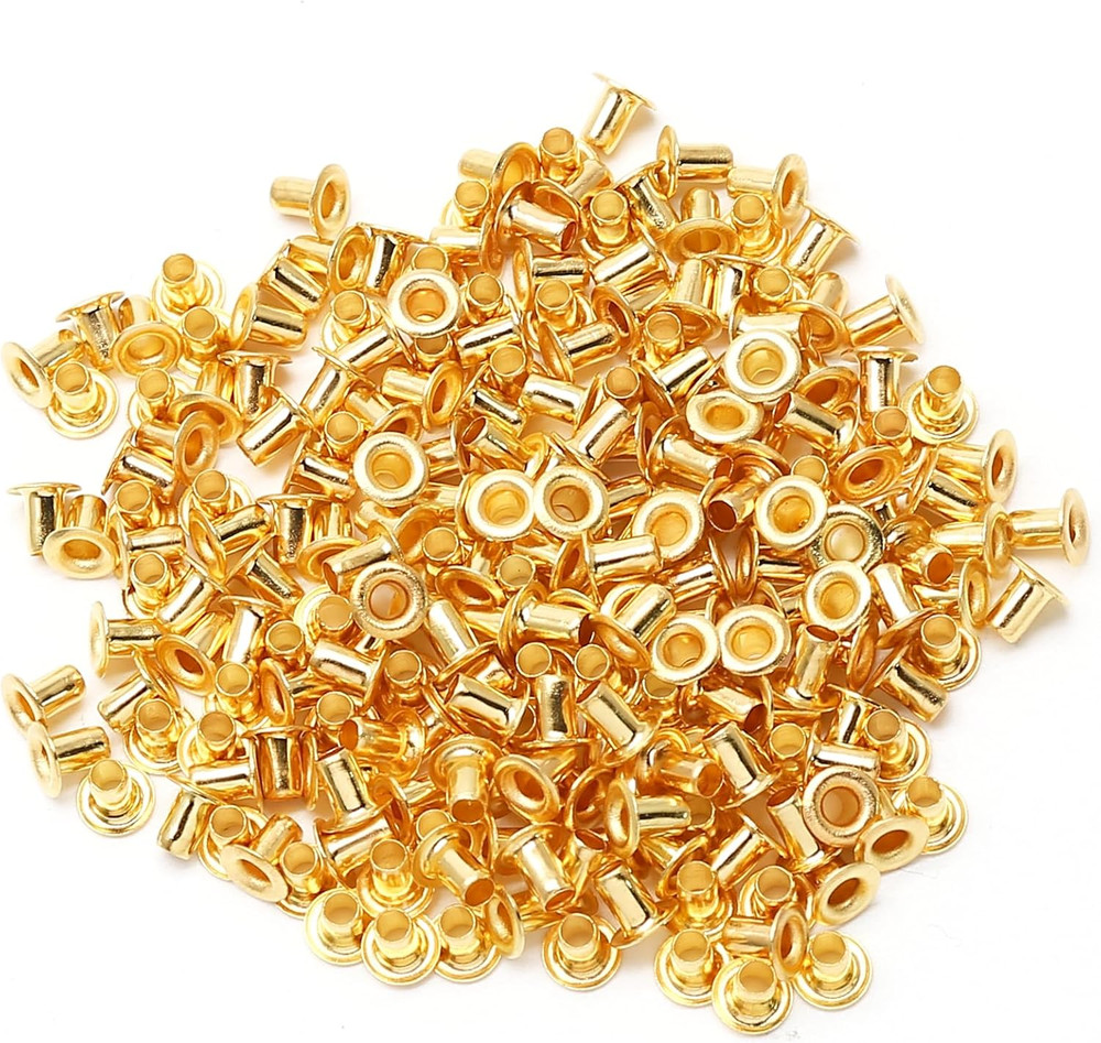 Litoexpe 2MM Tiny Grommets Eyelets 200 Pcs, Self Backing Eyelets for Bead Cores,