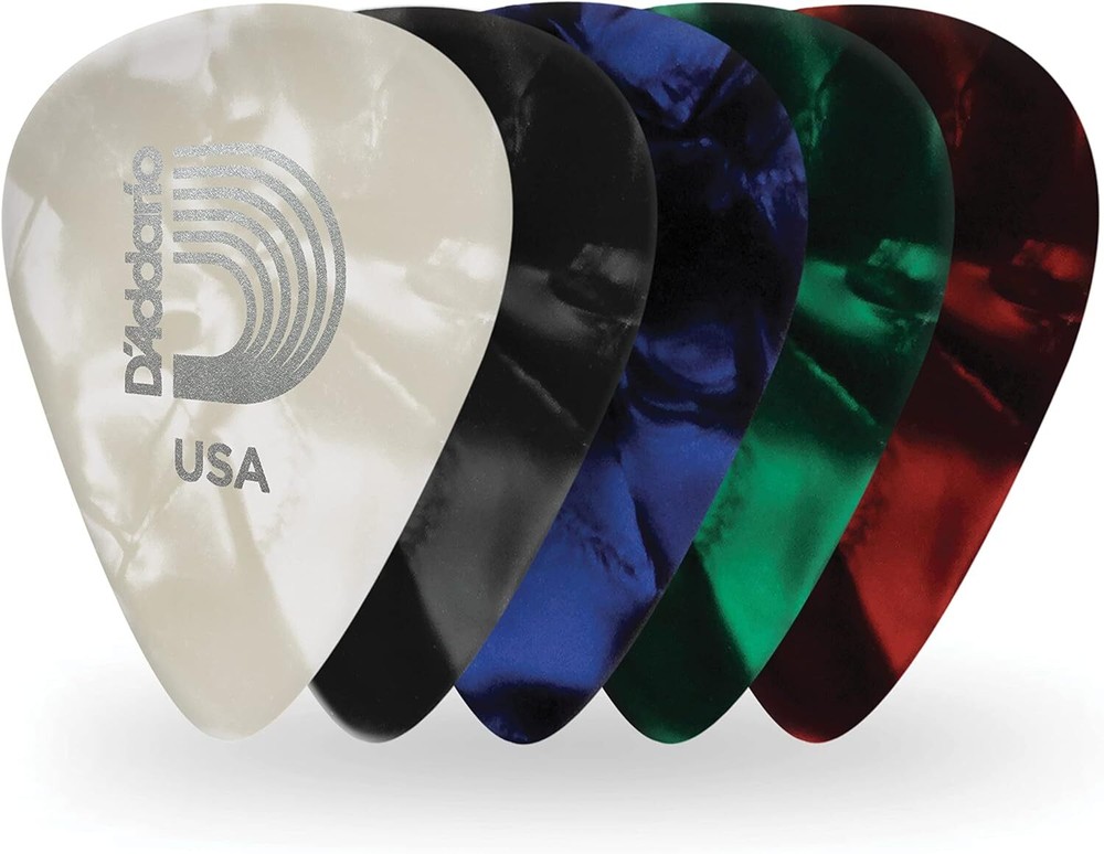 D'Addario Assorted Pearl Celluloid Guitar Picks, 10 pack, Light, 1CAP2-10