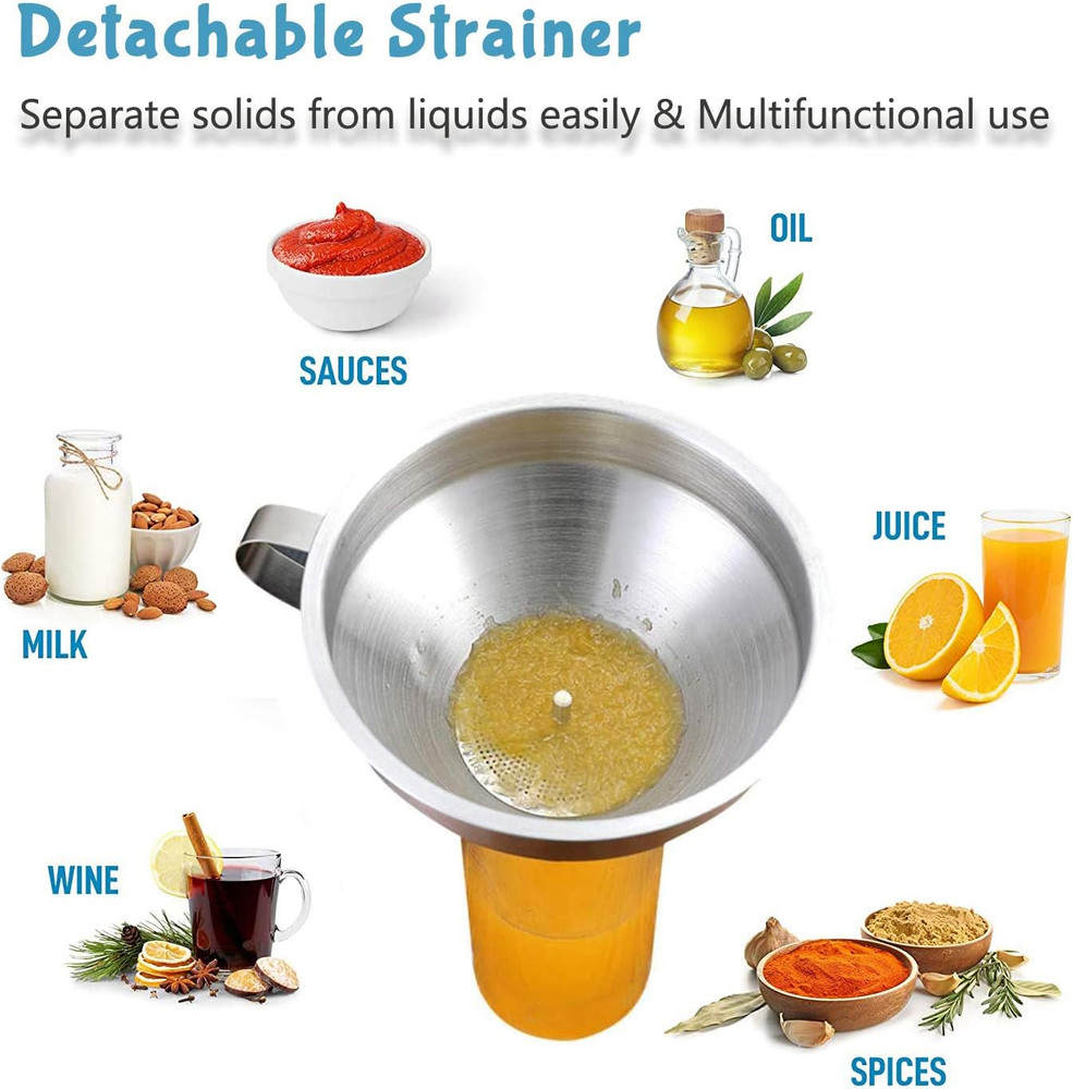 304 Stainless Steel Kitchen Funnel With Strainer 200 Mesh Filter Set