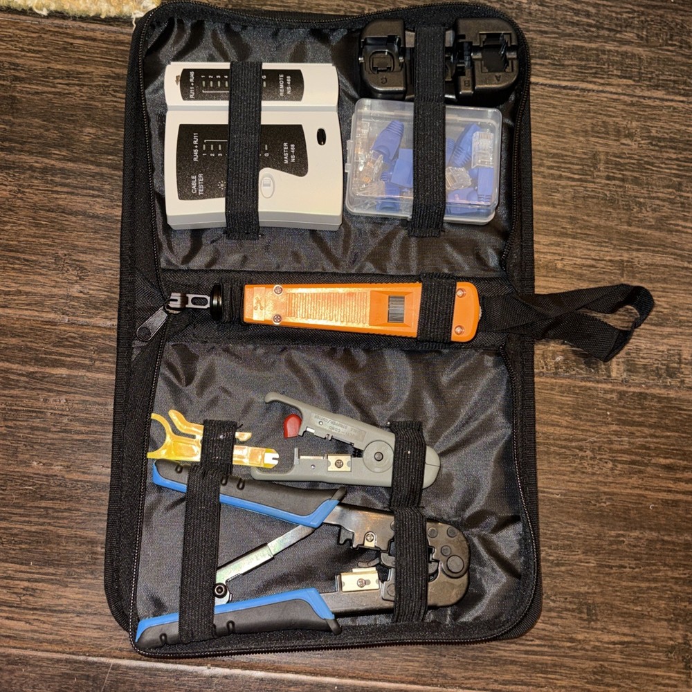 Network Installation Tool Kit with Cable Crimper, Tester, and Punch Down Tools