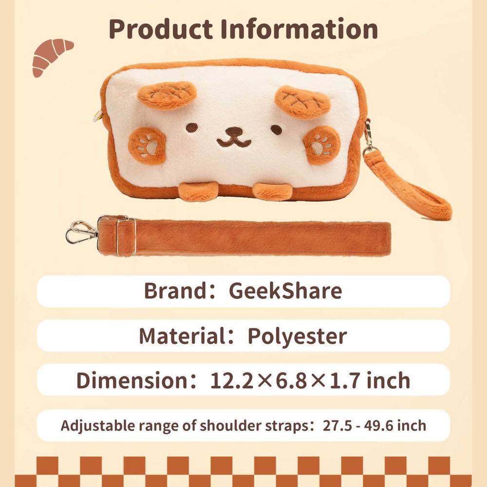 GeekShare Toast Plush Bag Carry Case with Shoulder Strap for Switch/Switch OLED