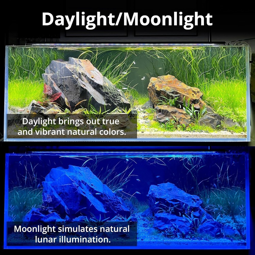 Aquarium LED Light 18"-24" Extendable Multicolor Day/Night Mode Dimmable, Timer