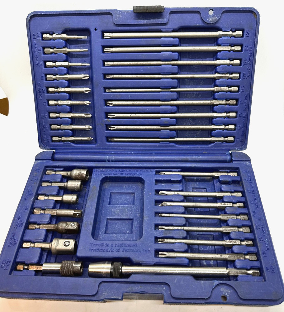 Irwin Tools Long Screwdriver Magnetic Power Master Bit Driver Set Lot Torx Case