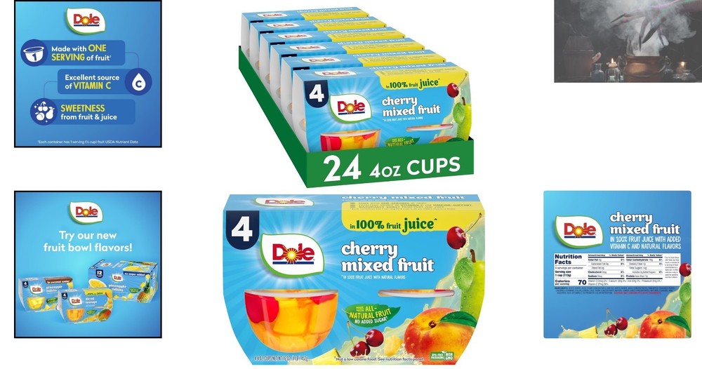 Convenient 100% Juice Cherry Mixed Fruit Cups, 4oz - 24 Count, Healthy Snacking