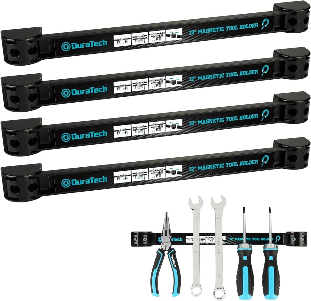 DURATECH 4 Pack 12" Magnetic Tool Holder Strip, Heavy Duty Magnetic Tool Bar