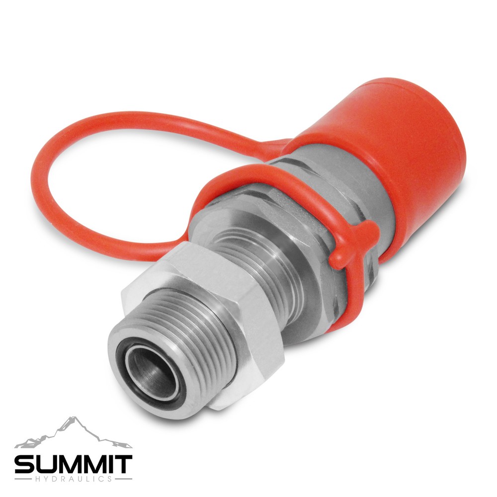 5/8 ORFS Flat Face Hydraulic Quick Connect Coupler, Bulkhead Skid Steer Mount