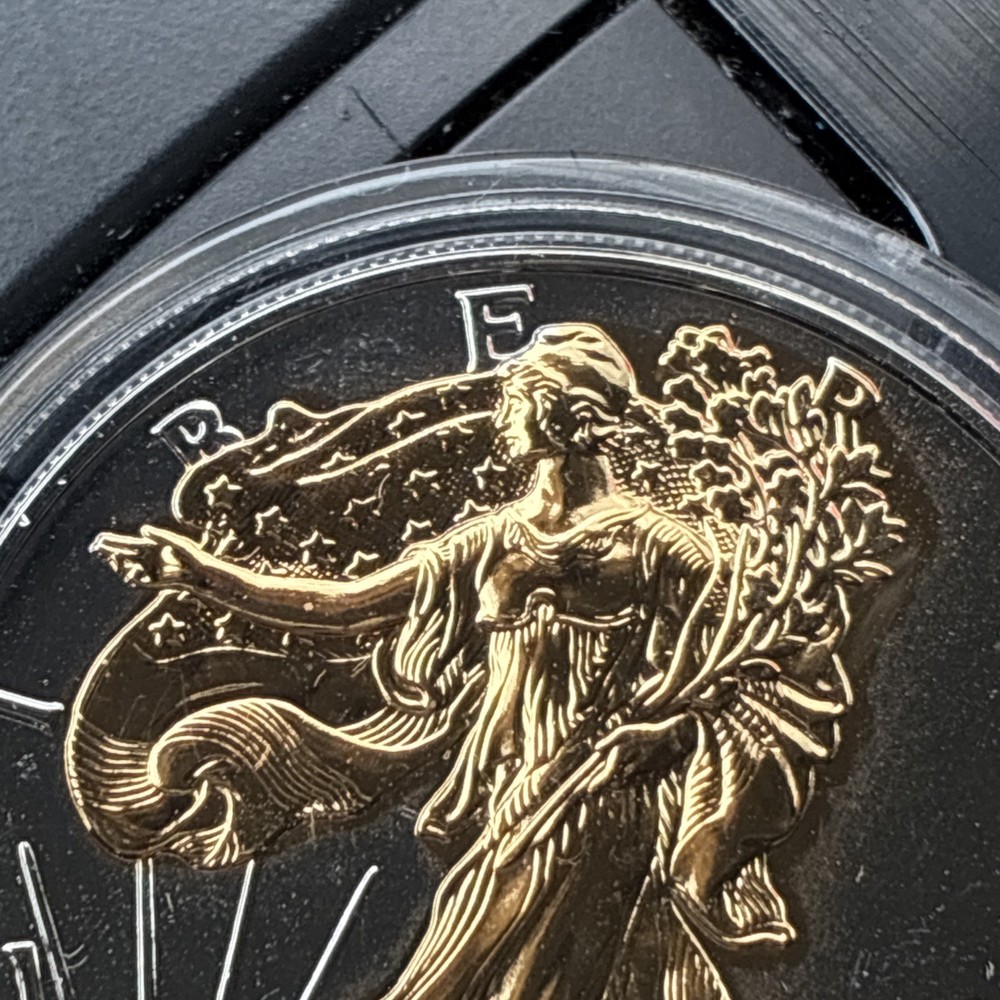 2007- American Silver Eagle - Gold Gilded - Just Beautiful, Double Sided :