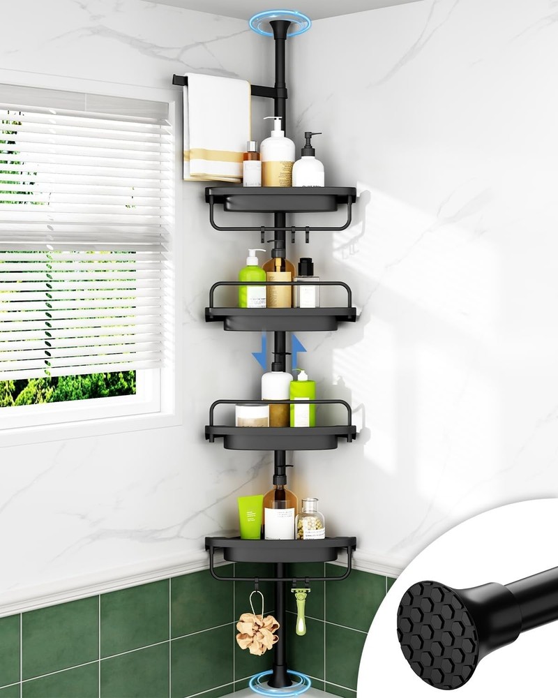 Corner Shower Caddy Tension Pole, Extendable Rustproof Stainless Steel Pole &...