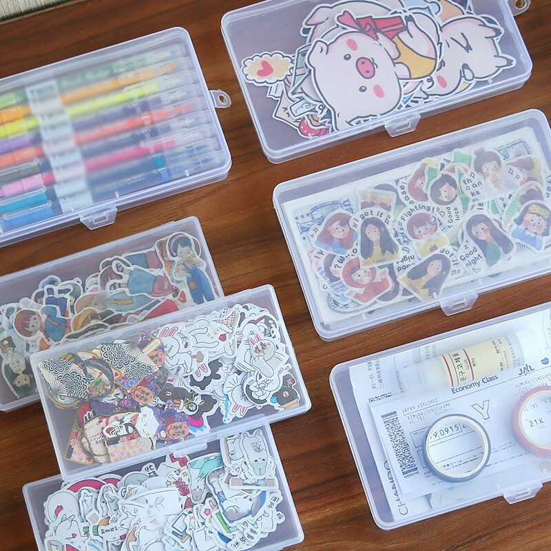 Stationery Stickers Plastic Storage Box Container Art Tool Case Craft Desktop❥