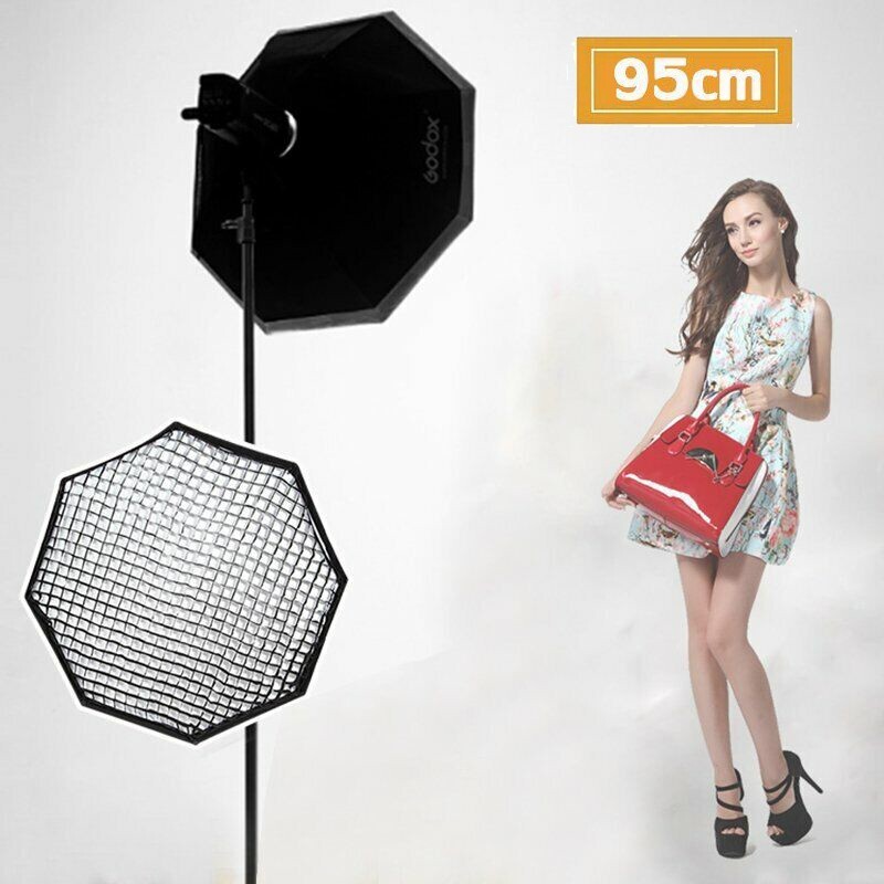 GODOX 95cm Octagon Bowens Mount Softbox With Grid For Studio Flash Strobe Light