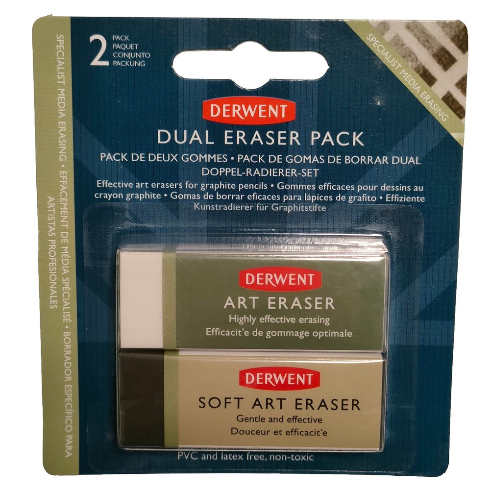 Derwent Dual Art Eraser / Soft Art Eraser Twin Pack