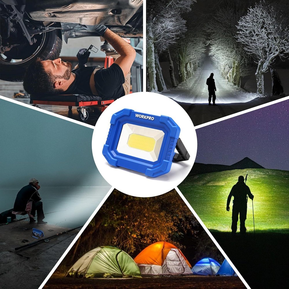 2PC 2000LM Rechargeable LED Work Light Magnetic Work Light Stand COB Flood Light