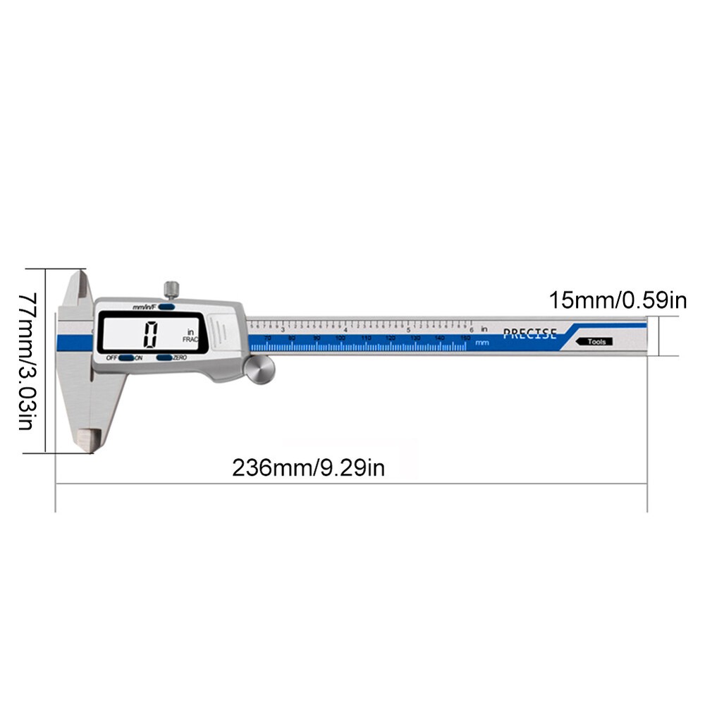 150mm Digital Caliper Stainless Steel LCD Vernier for Depth Inner Outer Diameter