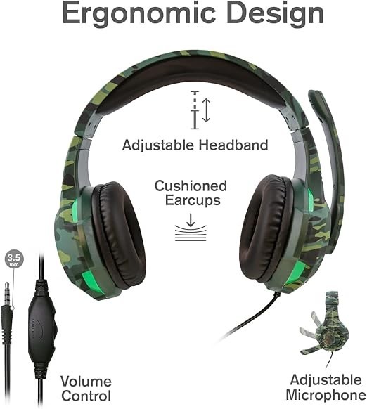 Nyko Deluxe Camo Headset Universal Wired W Volume Control New PS4 PS5 SWITCH PC