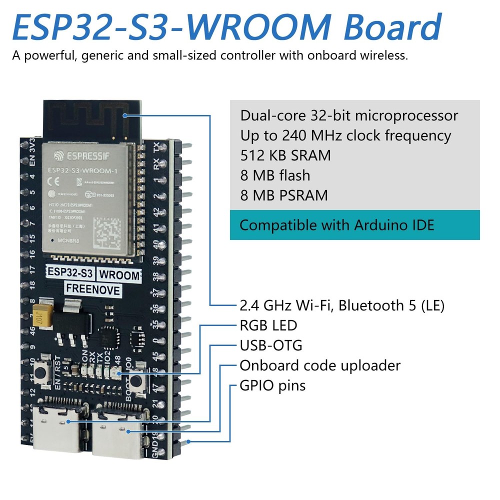 ESP32-S3 Board Lite Dual-Core 32-Bit 240 MHz Microcontroller Wireless Python