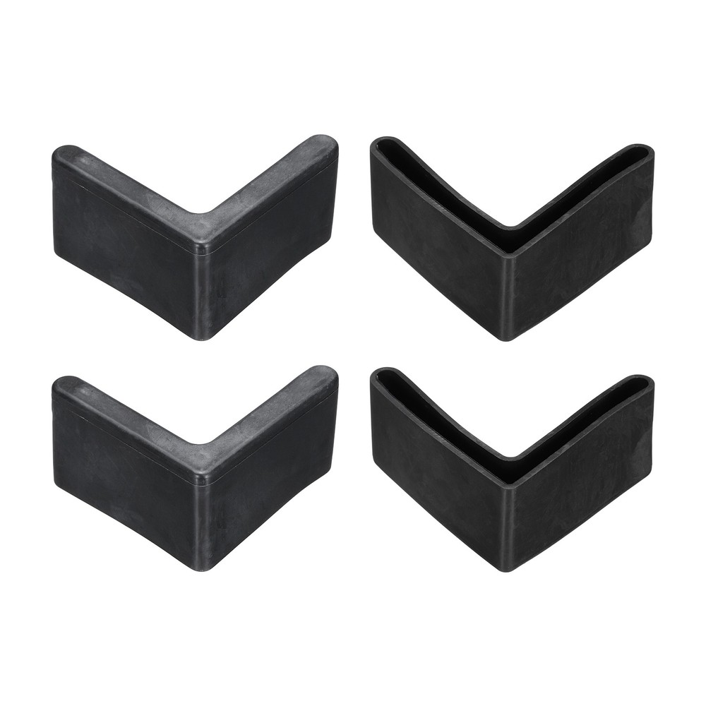4Pcs 1-3/4" Bed Frame End Cap, Angle Iron Foot Pad Leg Protector, Black