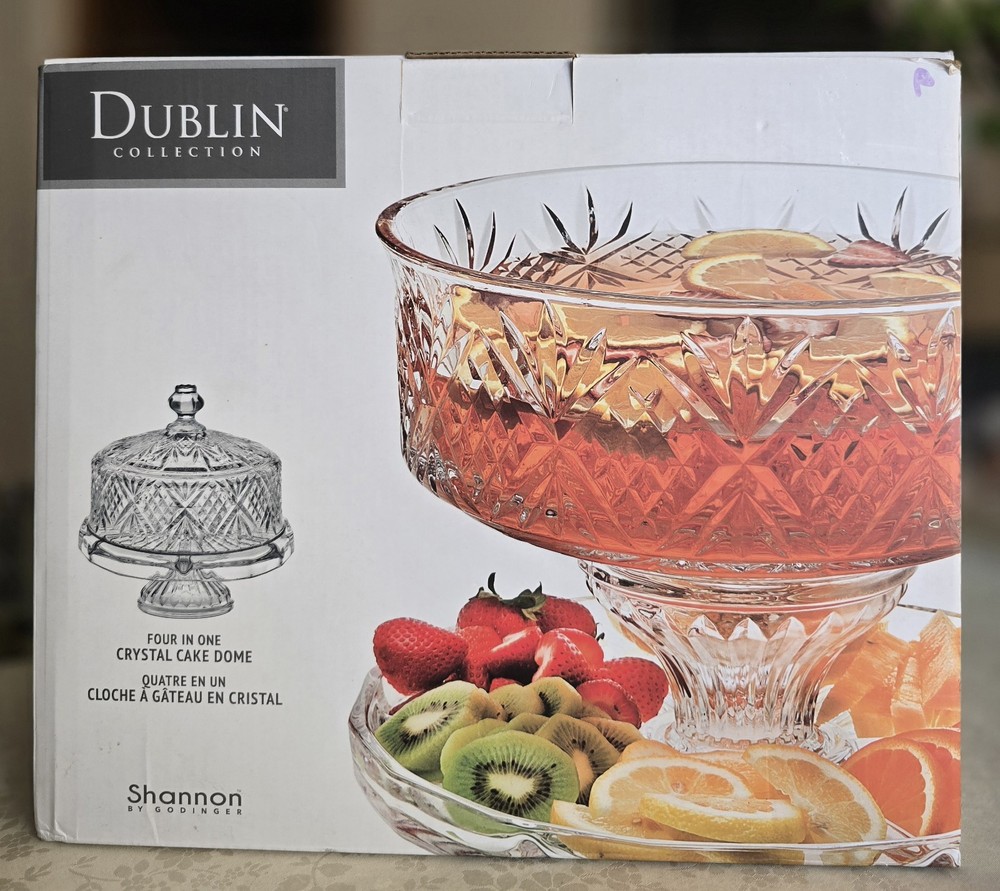 Godinger Dublin Crystal Cake Plate with Dome Cover