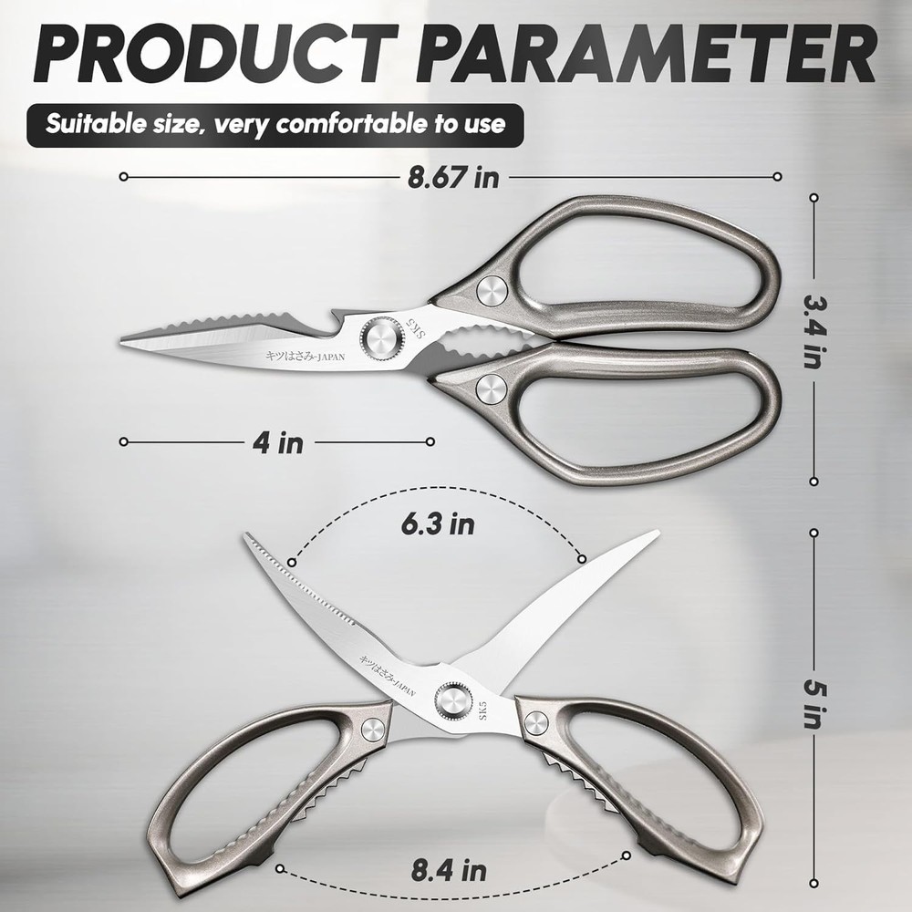 Kitchen Shears Set, All Purpose Heavy Duty Poultry Shears, Sharp Japanese Mea...
