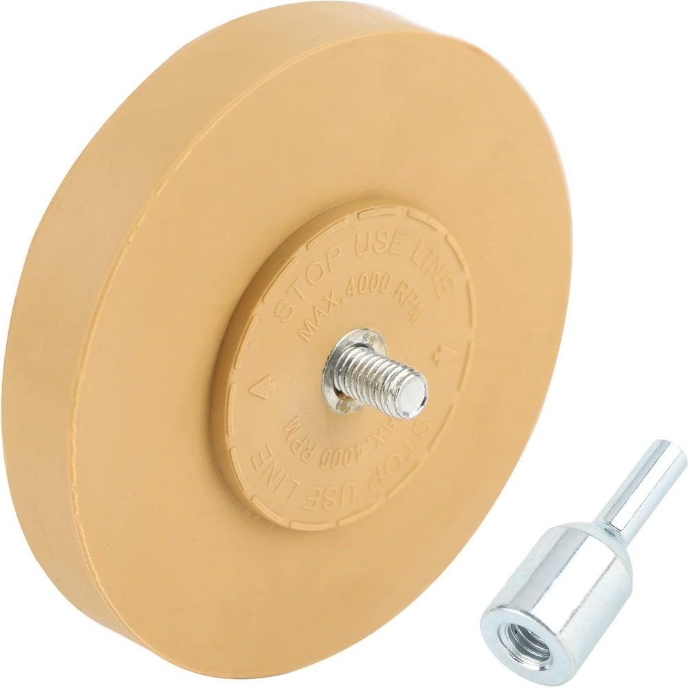 Rubber Eraser Wheel Decal Remover 4 inch Pad with Drill Adapter