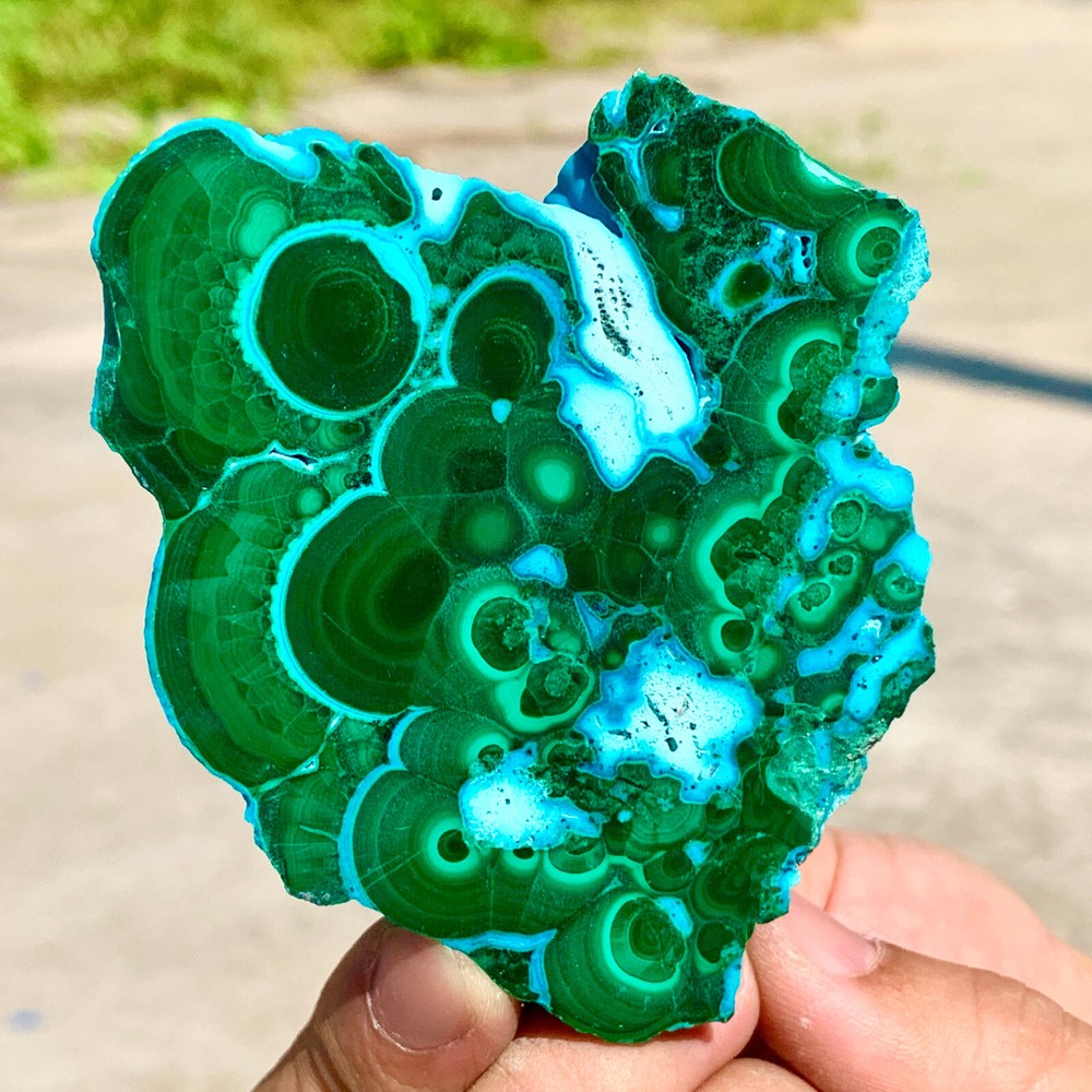 137G Natural Chrysocolla/Malachite transparent cluster rough mineral sample