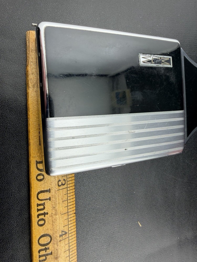 Ronson Mastercase Cigarette Case Lighter Combo Black Enamel Art Deco UNTESTED