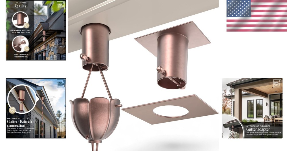Architectural Copper Rain Chain Gutter Adapter - Simple Tool-Free Installation