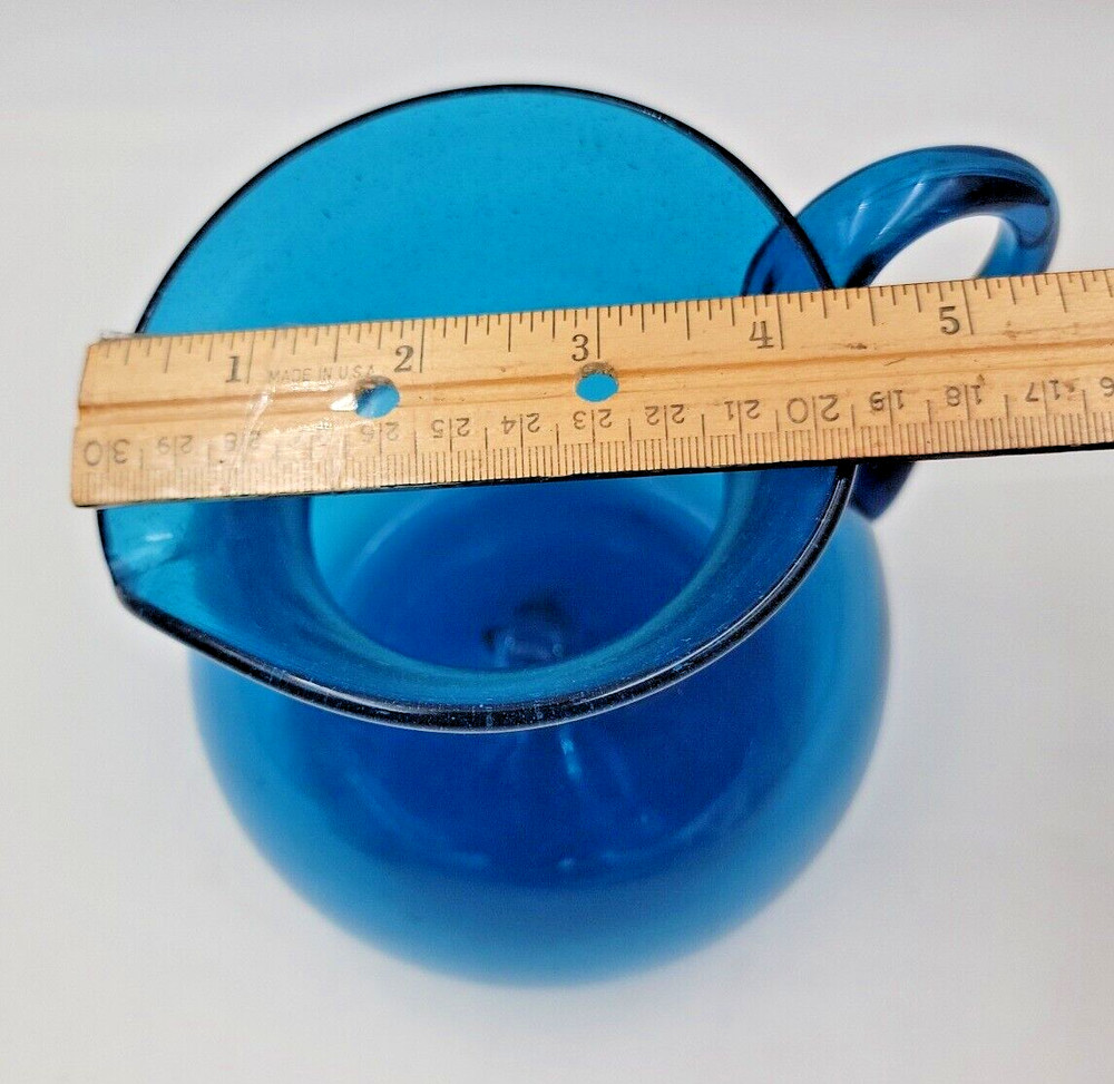 Cobalt Blue Hand Blown Glass Pitcher