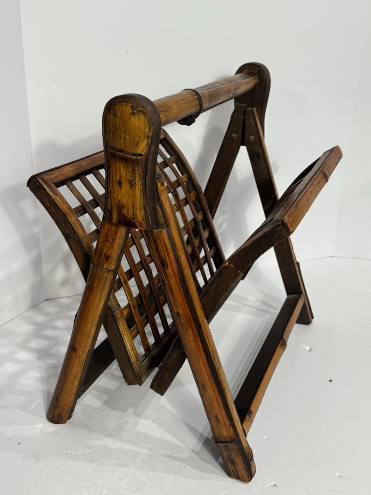 Bamboo Wood Folding Magazine Holder Rack