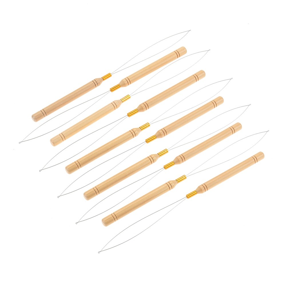 10Pcs Hair Extension Loop Needle Threader 8.78in Pulling Hook Connect DIY Tool