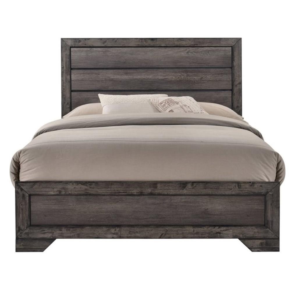 Bowery Hill Solid Wood 4 Piece King Panel Bedroom Set in Wire Brush Gray