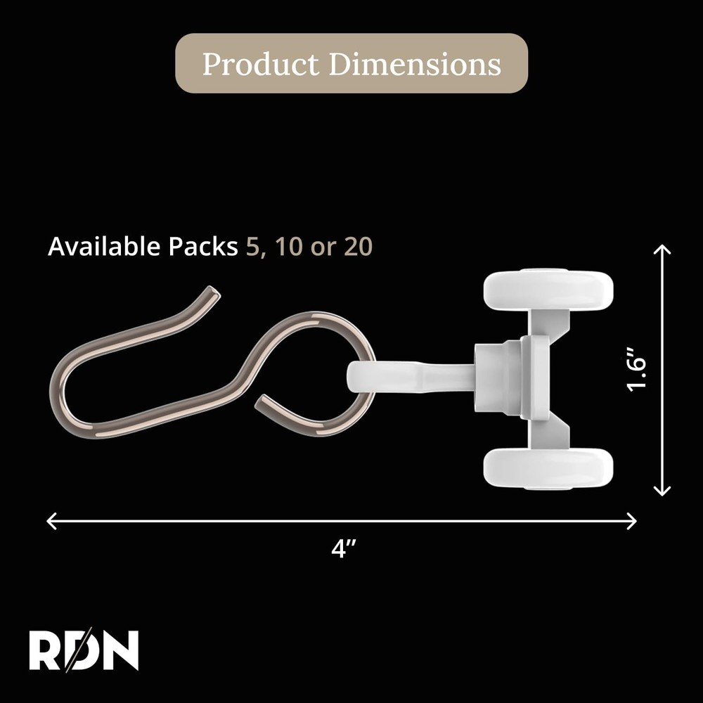 Curtain Track Roller Hooks - Curtain Rail Ceiling Gliders Set - Plastic Body ...