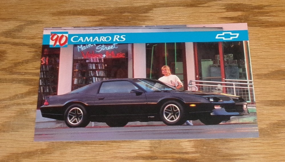 Original 1990 Chevrolet Camaro RS Coupe Oversized Postcard 90