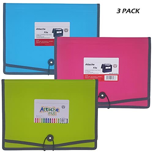 Expanding File Folder Document Organizer with Elastic Cord & Green/Blue/Red