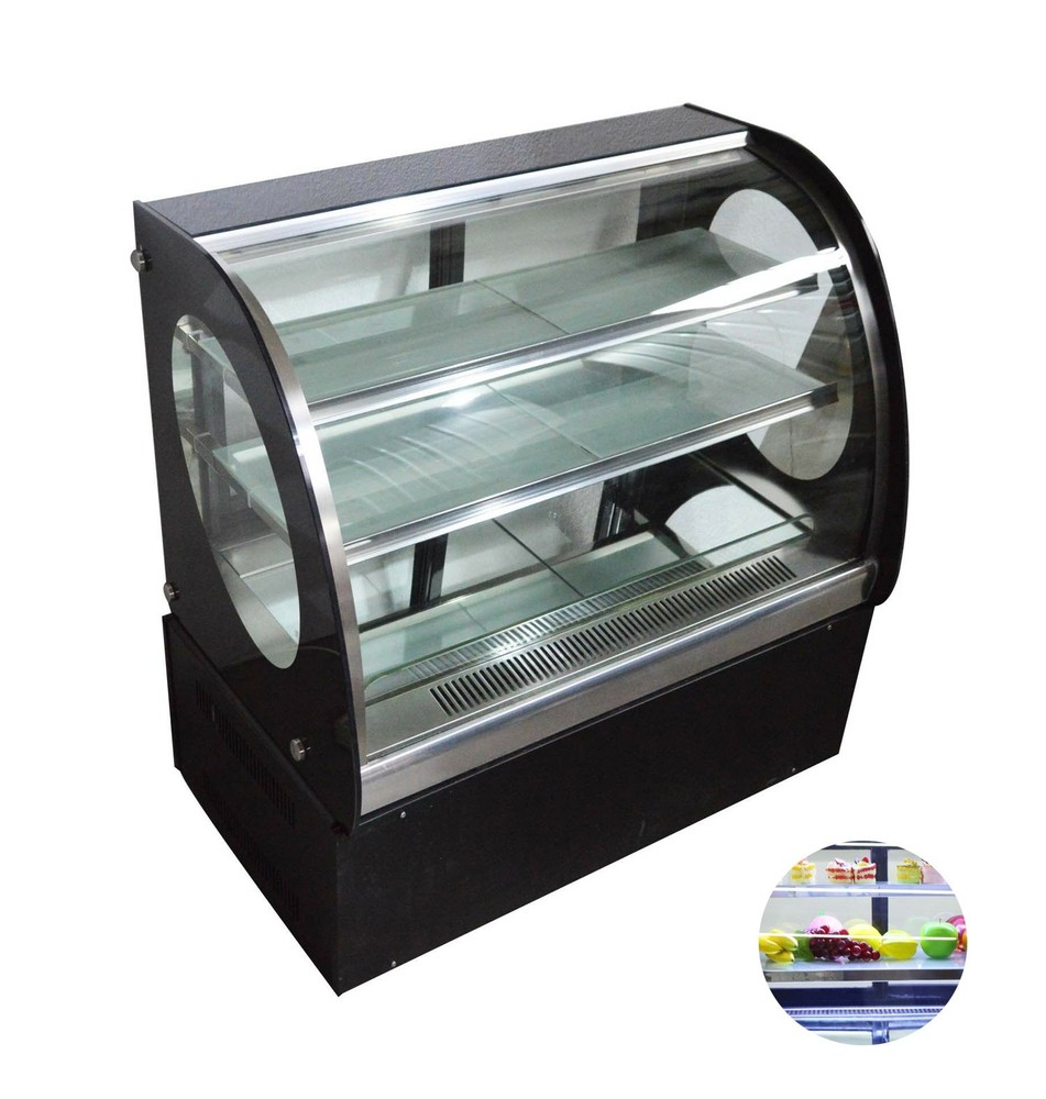 Curved Glass Tabletop Bakery Display Cainet 220V 3 Layers Cake Showcase