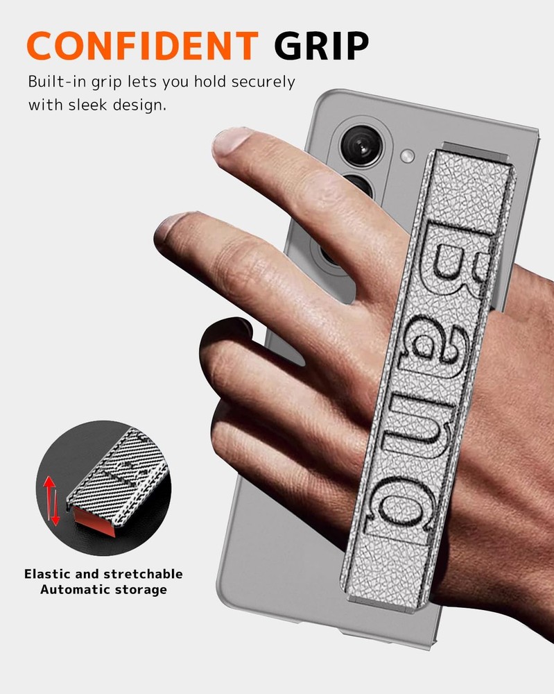 NINKI Galaxy Z Fold 7 Wrist Strap Case Grip Screen Protector Grey