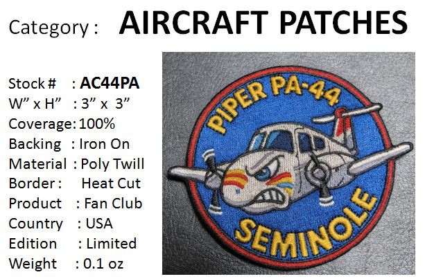 PIPER SEMIOLE - PA44  - 3” Cloth Patch - AC44PA