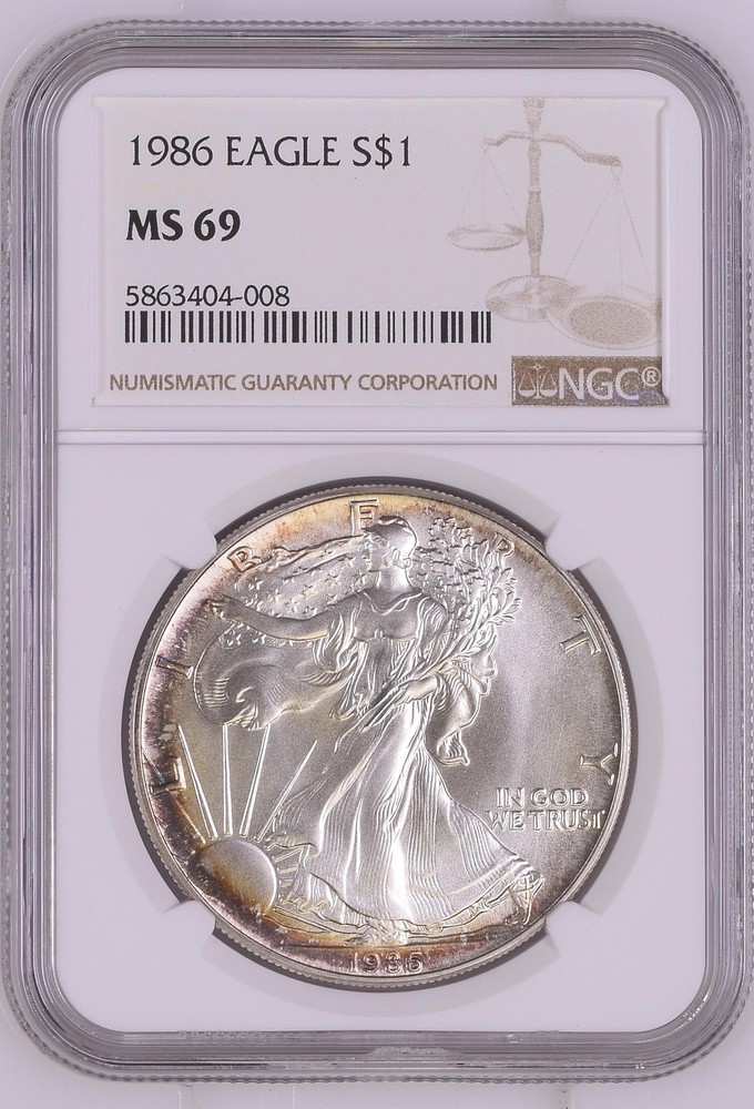 1986 Bullion Silver Eagles NGC MS-69